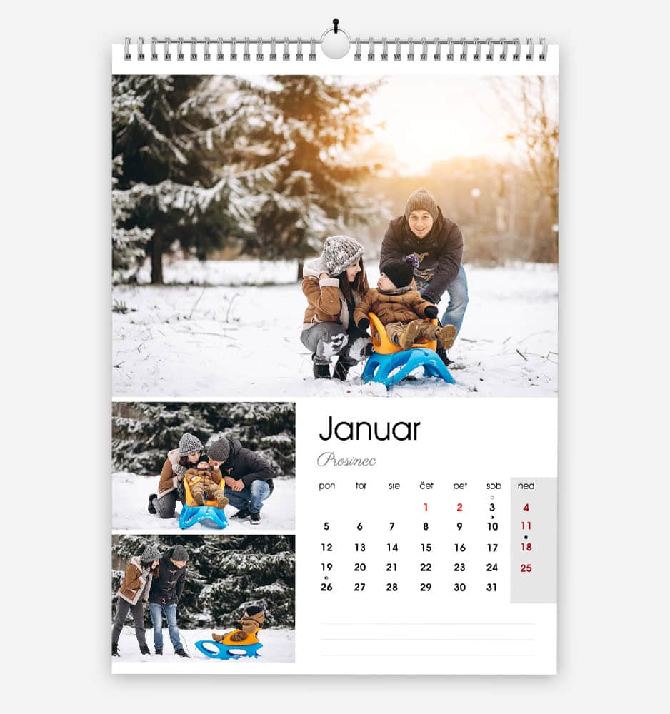 Stenski koledar s fotografijami.