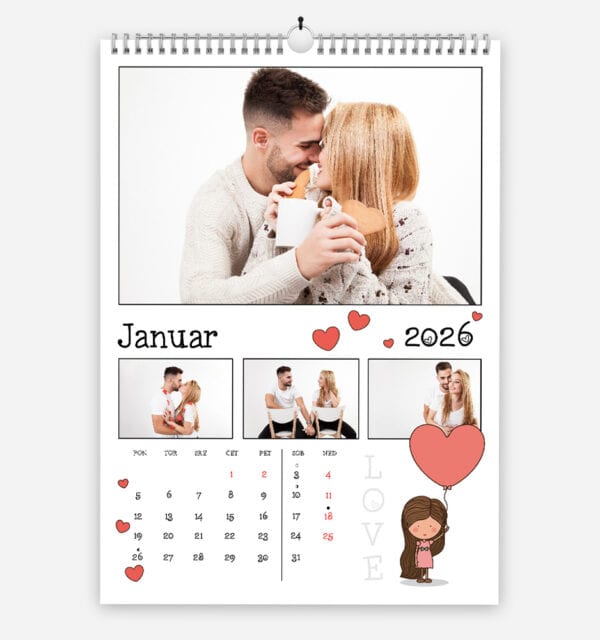 Stenski koledar s fotografijami.